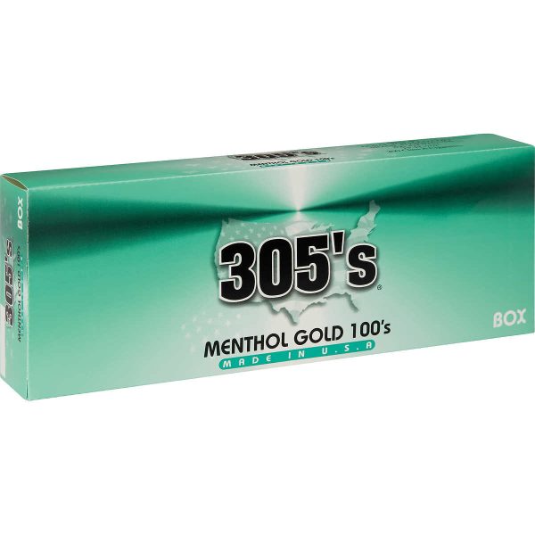 305's Menthol Gold 100s Box of 10 packs